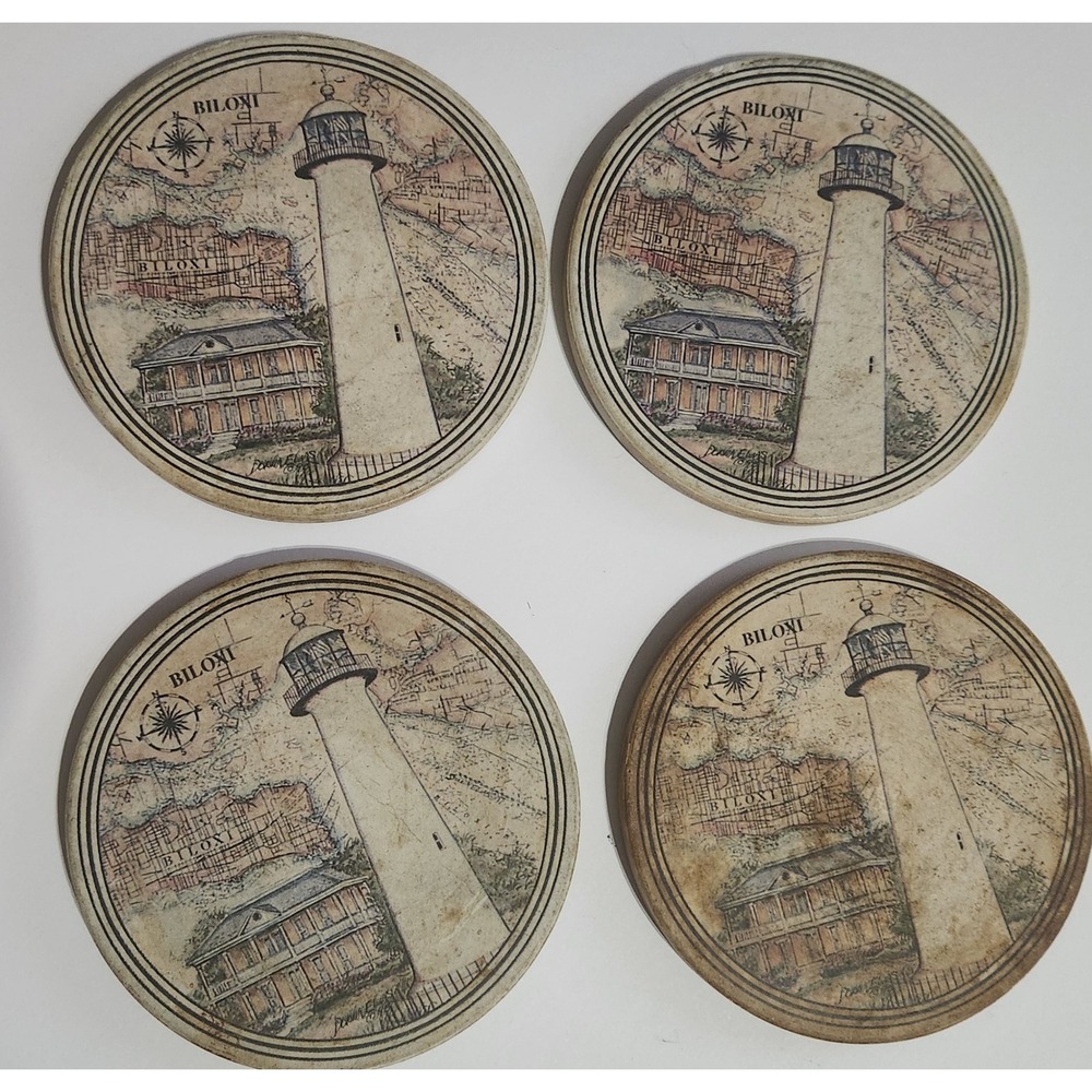CoasterStone Biloxi Lighthouse Sandstone Drink Coasters Set of 4 Cork Backed